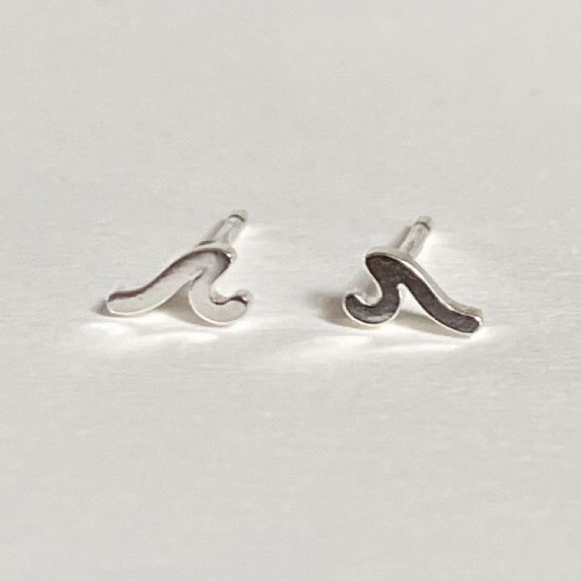 Silver Wave Stud Earrings